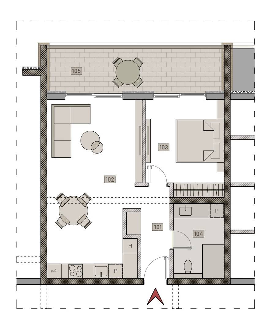 Jednosobni stan 62m² na prodaju u Grudama – Švabini Dvori Tip 1